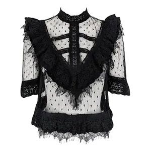 Kooples see through gothic romantic lace blouse with three button enclosure